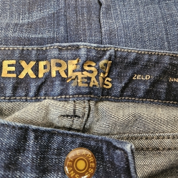Express Zelda Dark Wash Denim Distressed Skinny Jeans Size 2 Short Women's - Picture 11 of 13